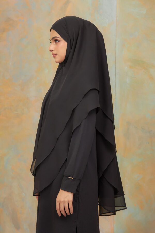 Khimar 2 Layer Arabic Chiffon - Black (3)