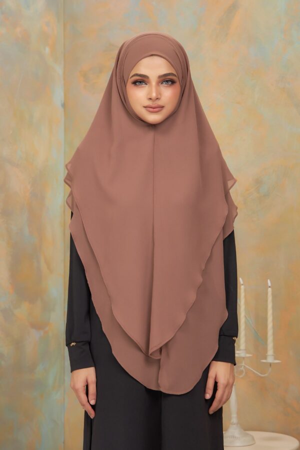 Khimar 2 Layer Arabic Chiffon - Chocolate