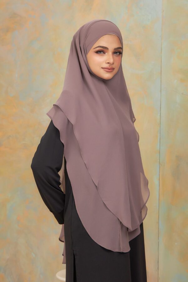 Khimar 2 Layer Arabic Chiffon - Dusty Purple (2)