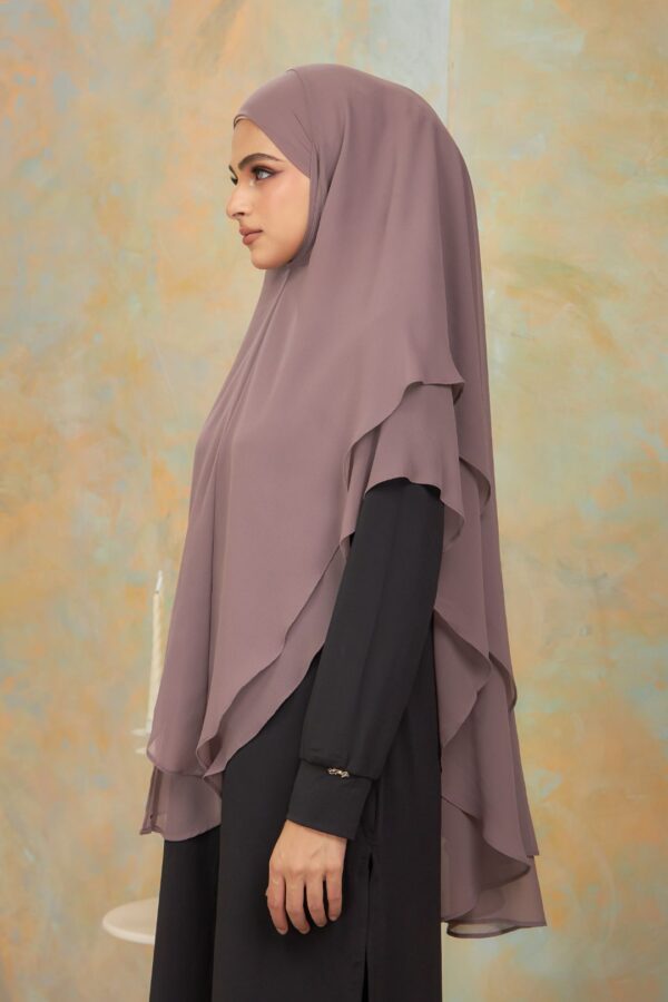 Khimar 2 Layer Arabic Chiffon - Dusty Purple (3)