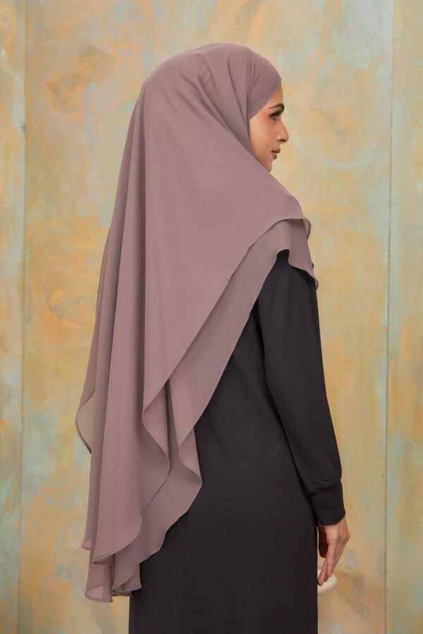 Khimar 2 Layer Arabic Chiffon - Dusty Purple (4)