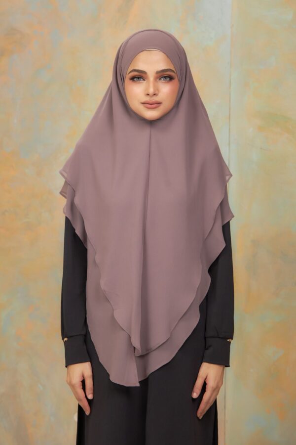 Khimar 2 Layer Arabic Chiffon - Dusty Purple