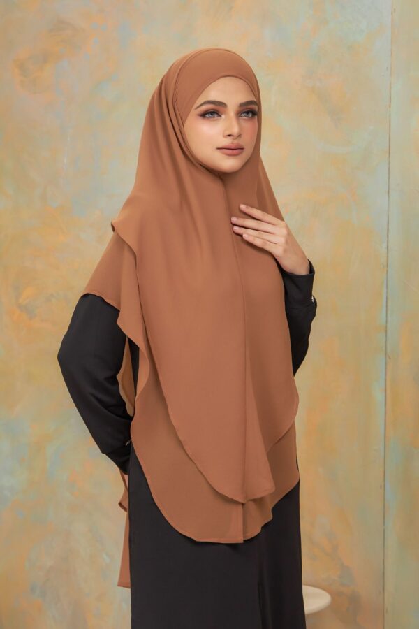 Khimar 2 Layer Arabic Chiffon - Rich Brown (2)