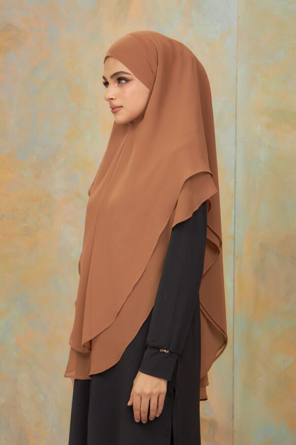 Khimar 2 Layer Arabic Chiffon - Rich Brown (3)