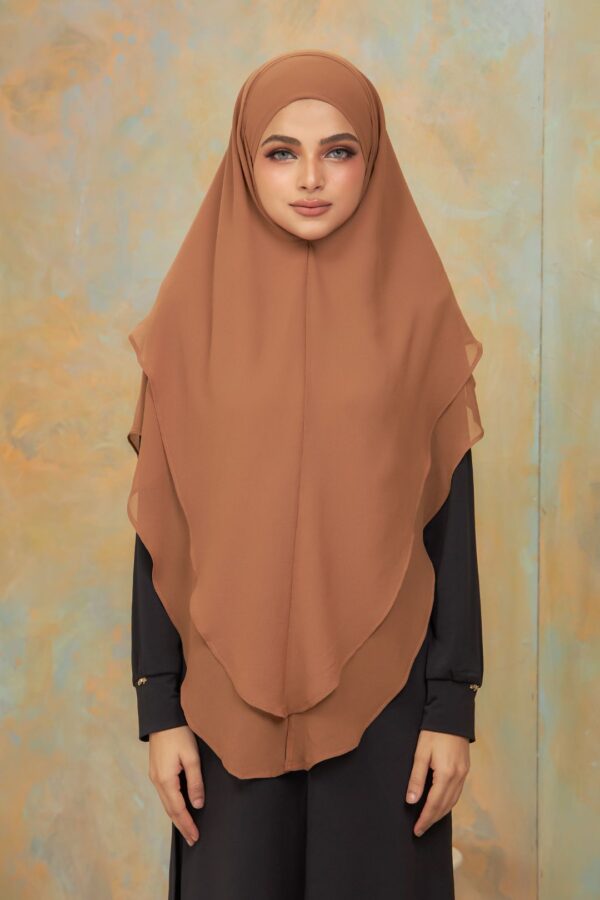 Khimar 2 Layer Arabic Chiffon - Rich Brown