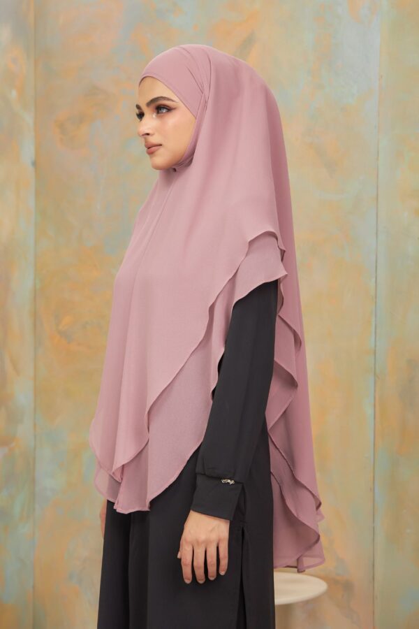Khimar 2 Layer Arabic Chiffon - Soft Pink (3)