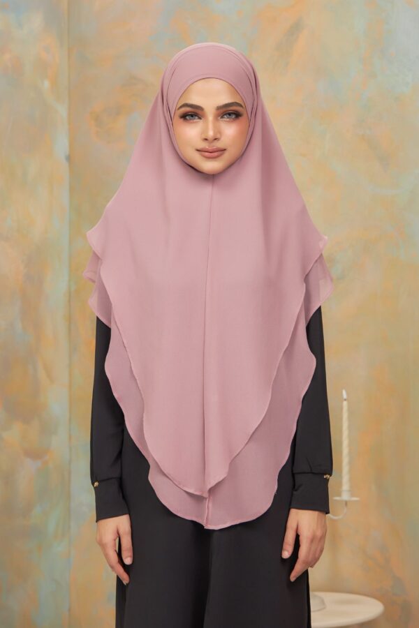 Khimar 2 Layer Arabic Chiffon - Soft Pink